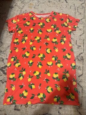 Women’s Lemon Print Dreamy Soft Collection Pajamas/oversized Tee- Mango & Yellow